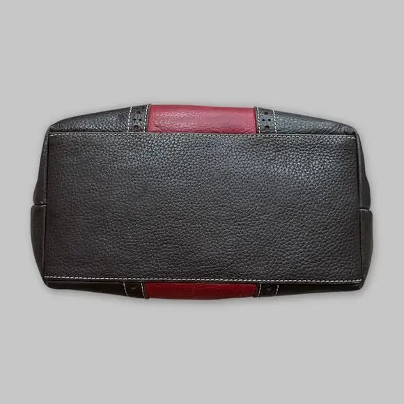 Vintage Dooney & Bourke Red & Black Pebbled Leather Drawstring Shoulder Bag - Picture 4 of 7